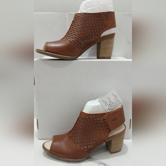 NWT 🔥 Joseph Seibel Leather Brown Peep-Toe Heeled Sandals Size 37 EU NEW IN BOX - Picture 13 of 16